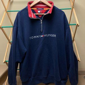 !!Navy Tommy Hilfiger Quarter Zip Sweater!! (LARGE)
